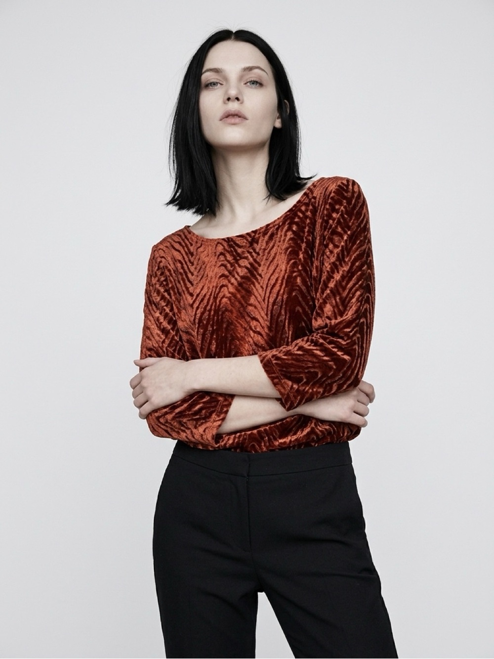 Vintage Fashion Bug Textured Velvet  Top Medium with Stretch